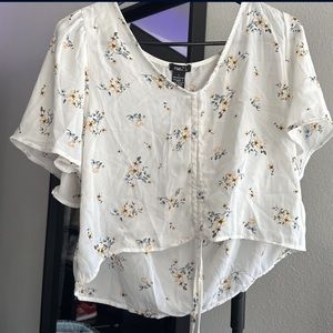 Rue 21 floral white shirt